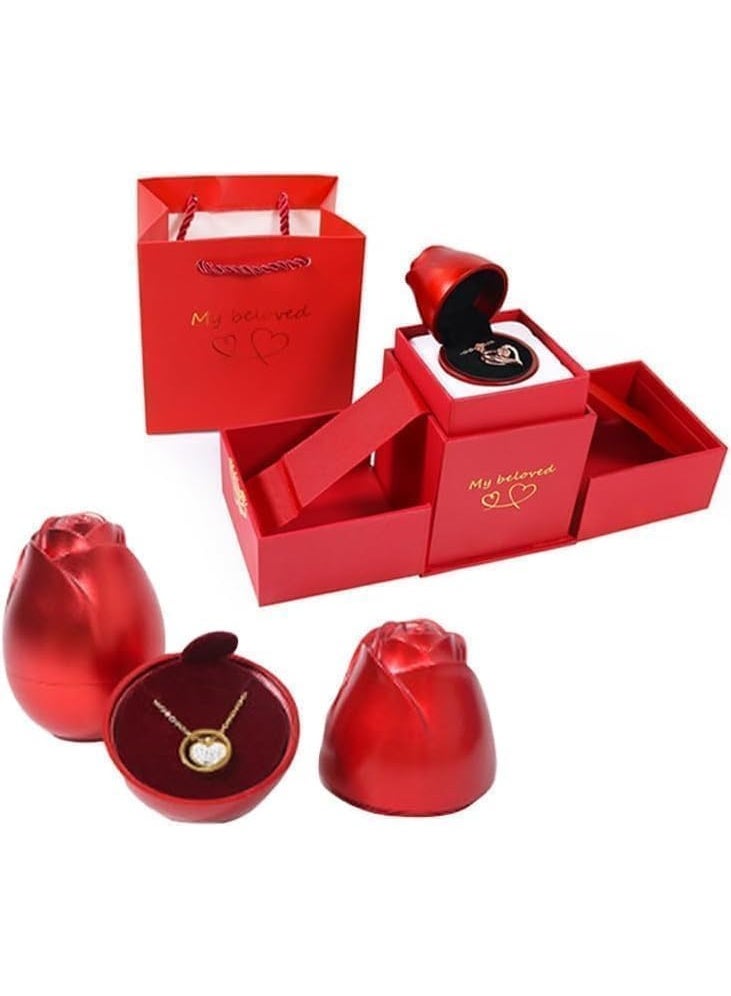 علبة مجوهرات على شكل وردة مرفوعة تستخدم لتقديم هدايا الخواتم أو القلائد - Image 4